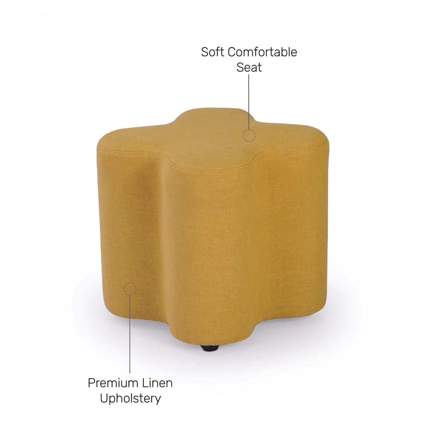 Linen Pouffe in Mustard Yellow