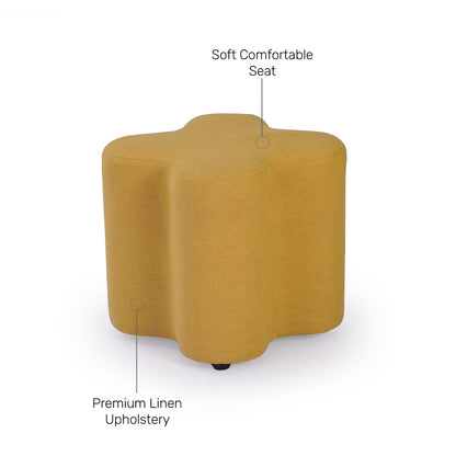 Linen Pouffe in Mustard Yellow