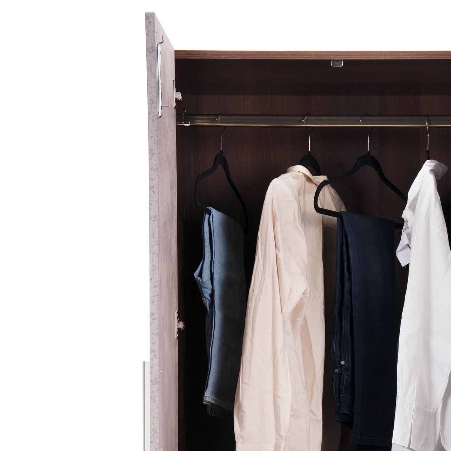 3 Door Wardrobe in Textured Greige Finish