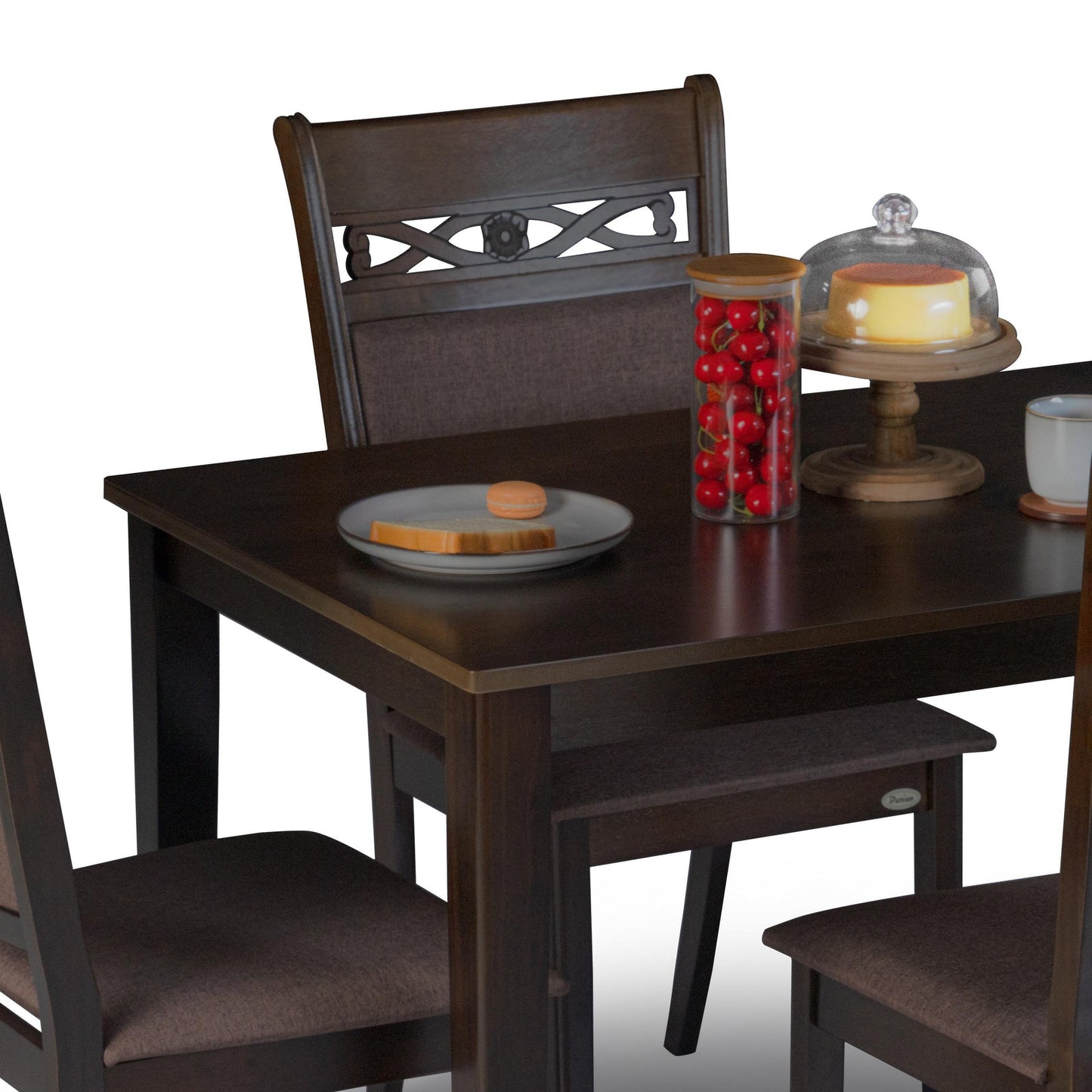Veneer 4 Seater Dining Set in Coffee Brown