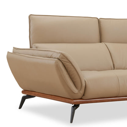 Leather 2 Seater Sofa in Dark Khaki