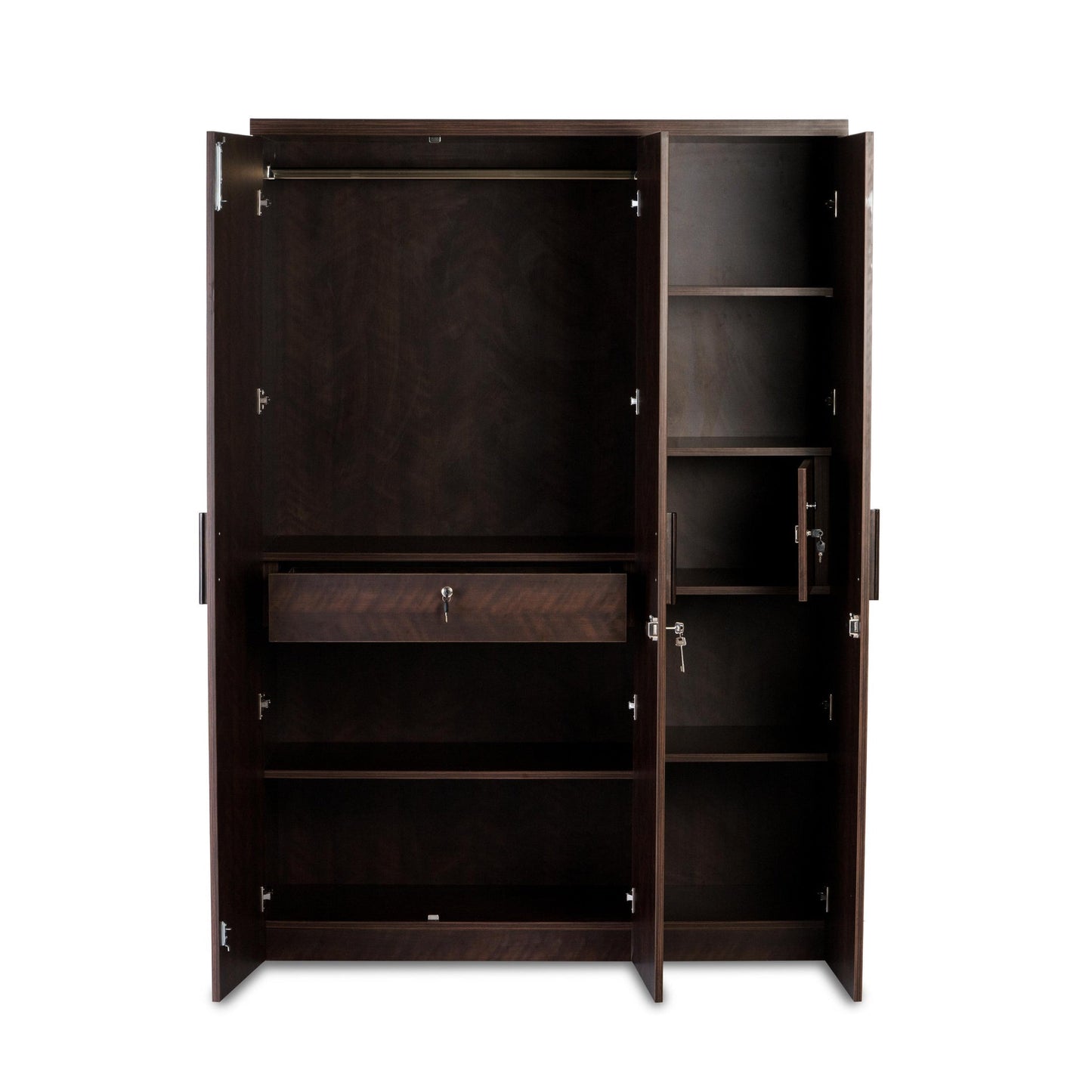 3 Door Wardrobe in Dark Cherry Finish