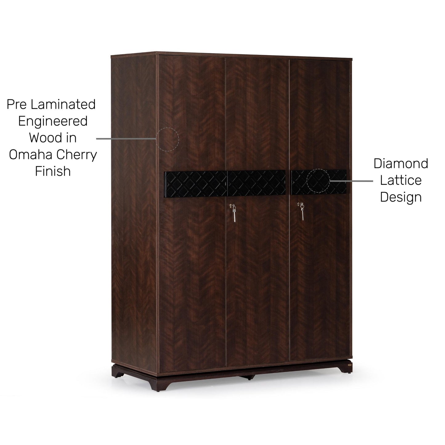 3 Door Wardrobe in Omaha Cherry Finish