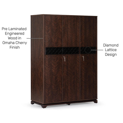 3 Door Wardrobe in Omaha Cherry Finish