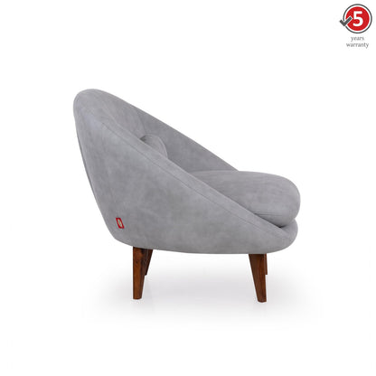 Suede Barrel-Back Accent Chair in Ice Grey