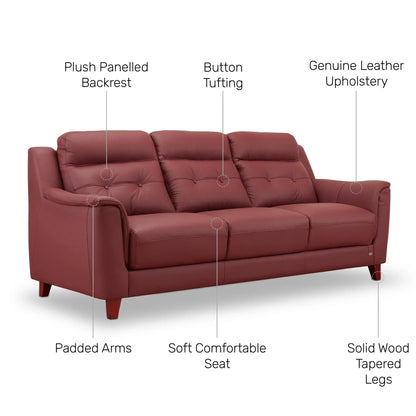 Leather 3 Seater Sofa in Brick Red