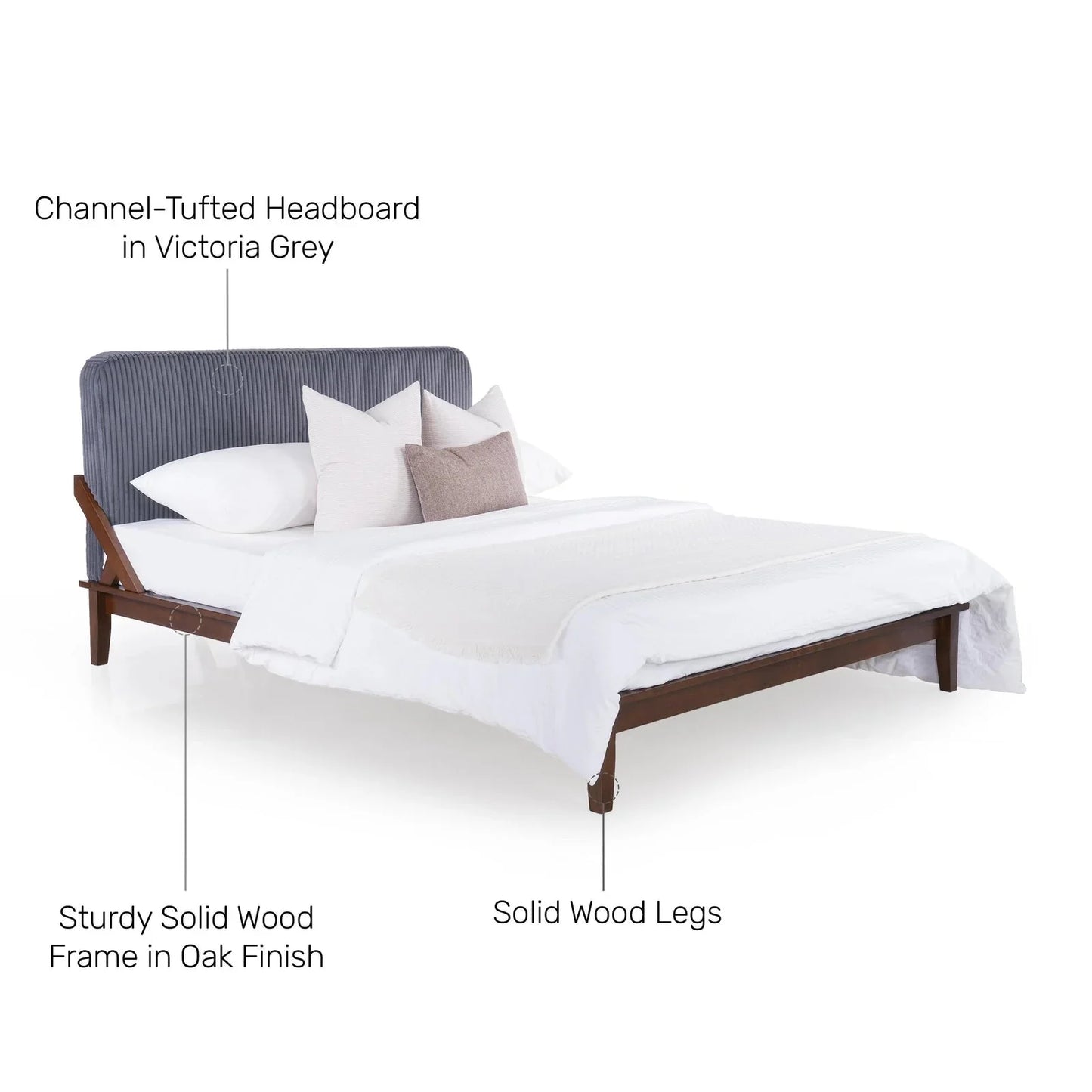 Upholstered Low-Profile Queen Size Bed