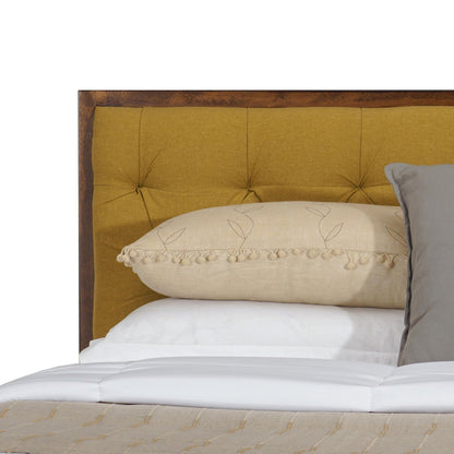 Solid Wood King Size Bed with Upholstered Headboard