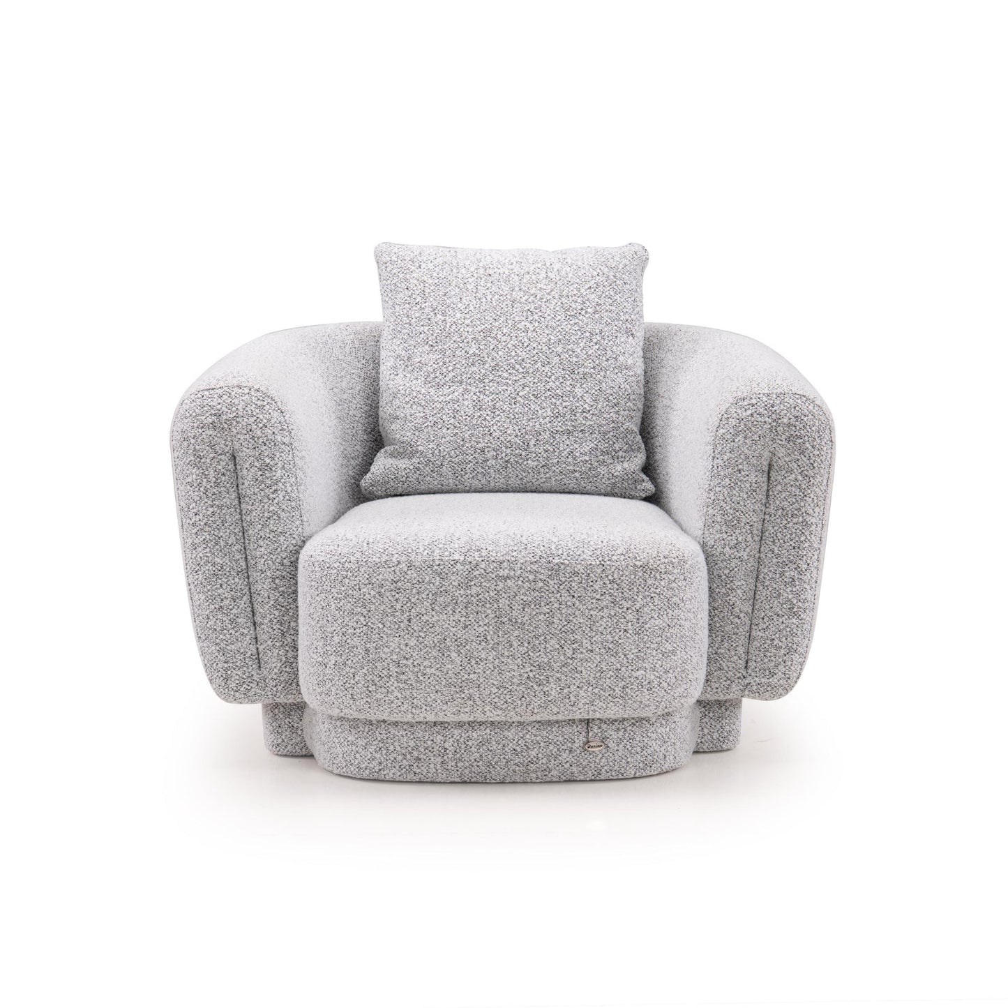 Boucle 1 Seater Curved Sofa in Moonlight Grey