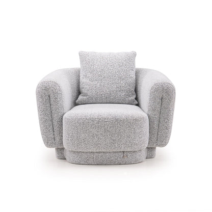 Boucle 1 Seater Curved Sofa in Moonlight Grey