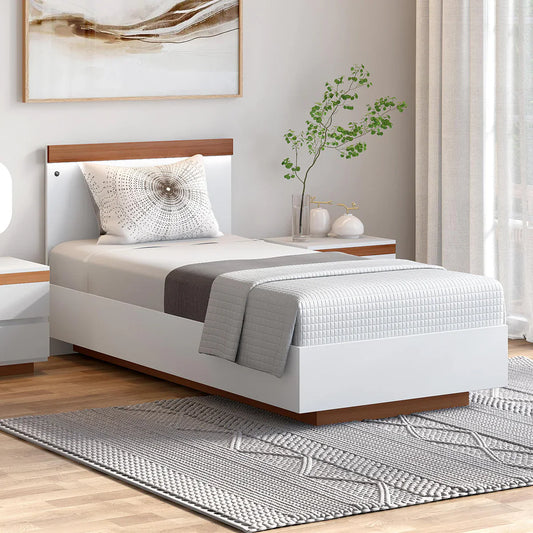 Single Bed in Frosty White with LED Light