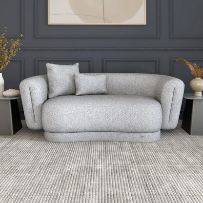 Boucle 2 Seater Curved Sofa in Moonlight Grey