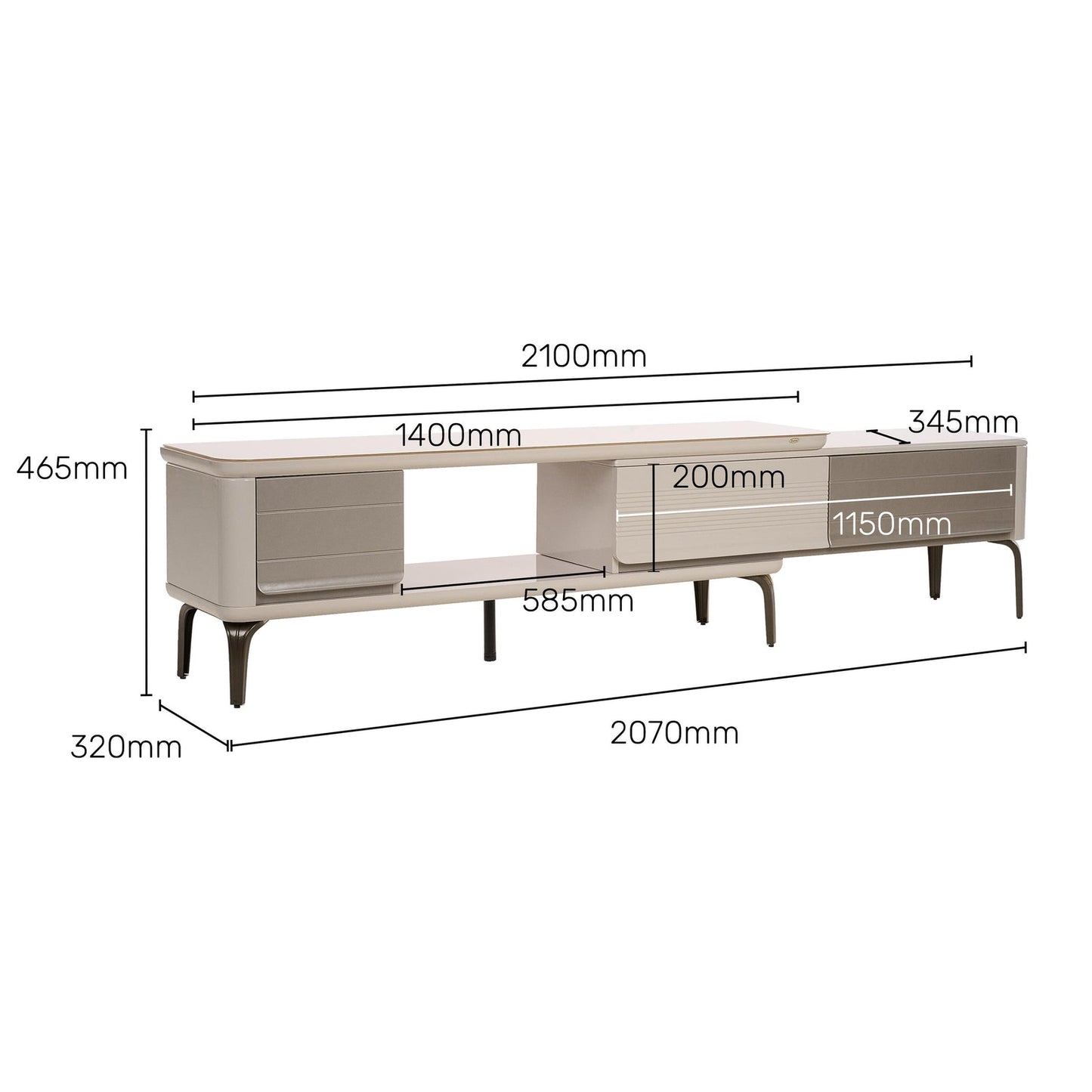 Extendable TV Unit with Marble Finished Top