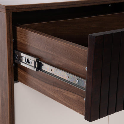 Shoe Cabinet in Walnut Finish with Fluted detail