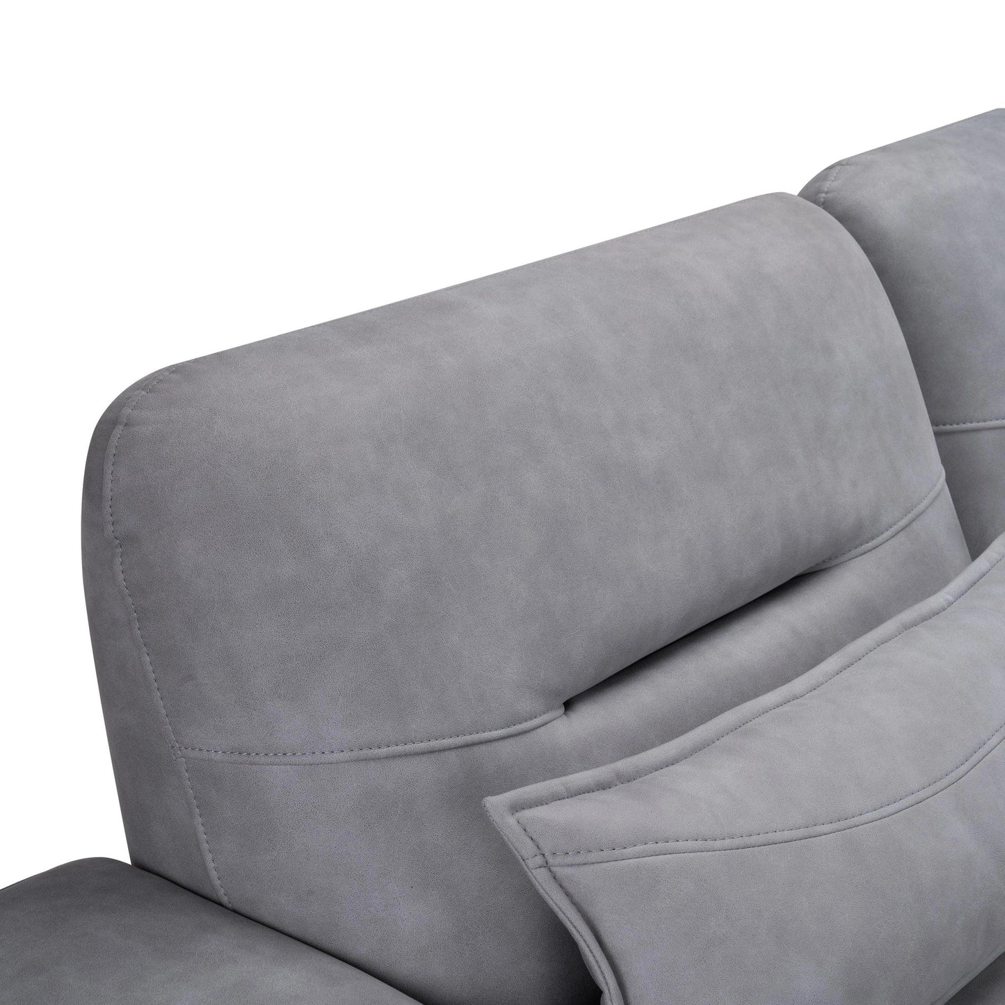 Suede L Shaped Sofa with Extendable Backrest