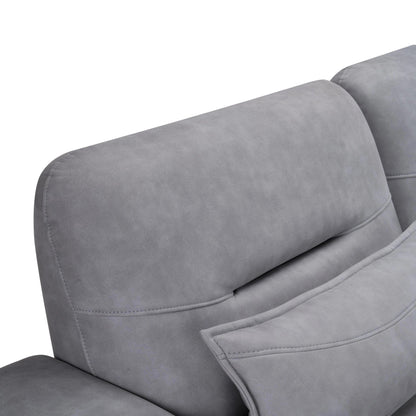 Suede L Shaped Sofa with Extendable Backrest
