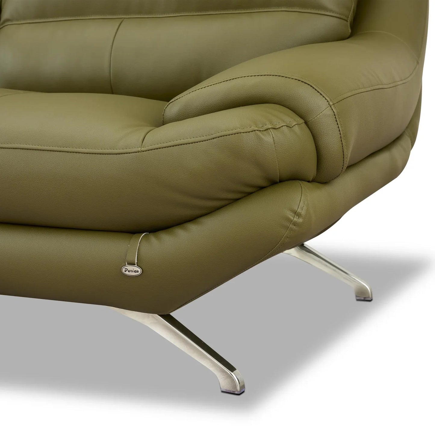 Leatherette 3 Seater Sofa in Olive Green