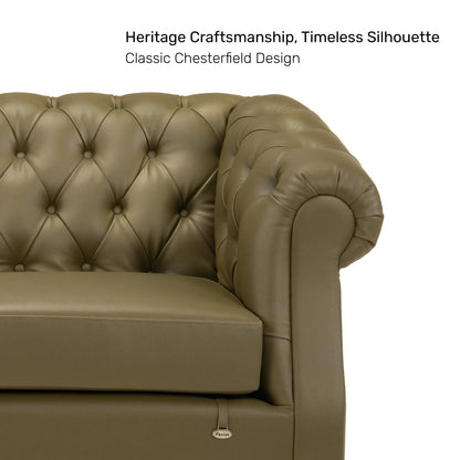 Leatherette 3 Seater Chesterfield Sofa in Olive Green