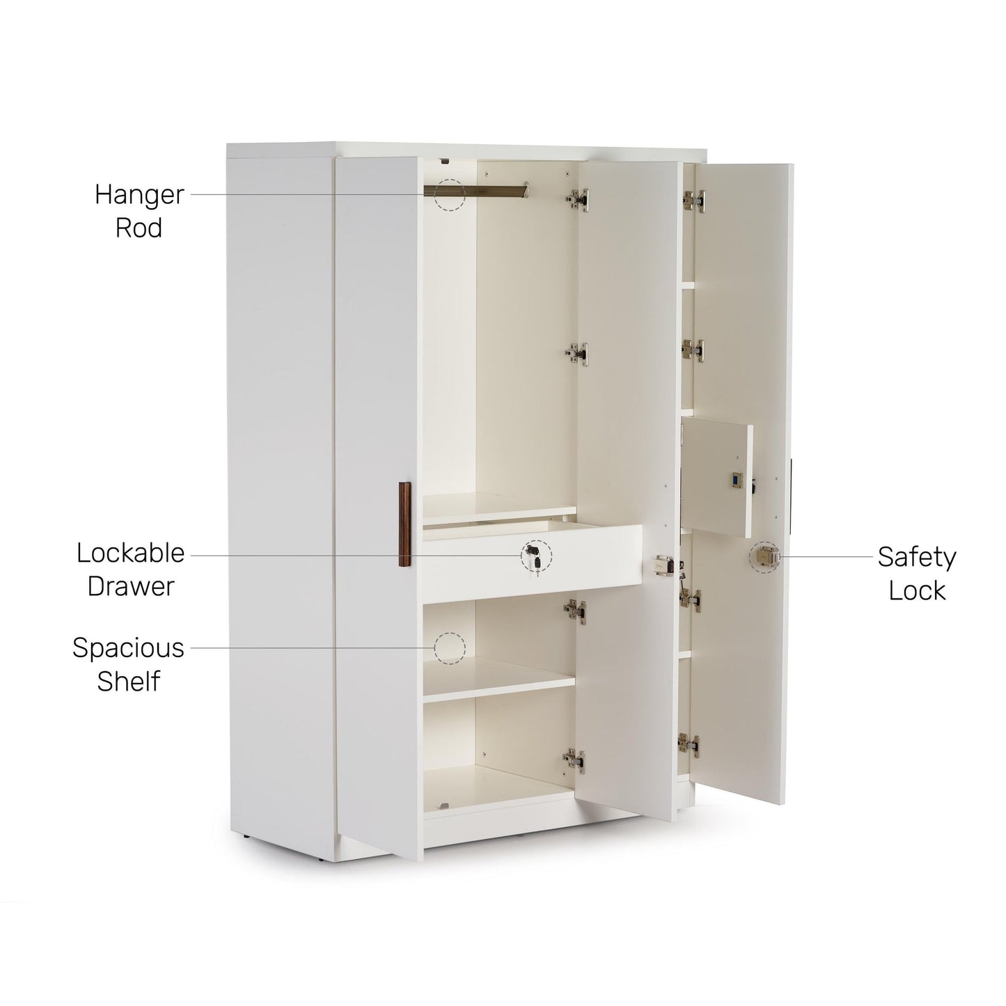 3 Door Wardrobe in Frosty White