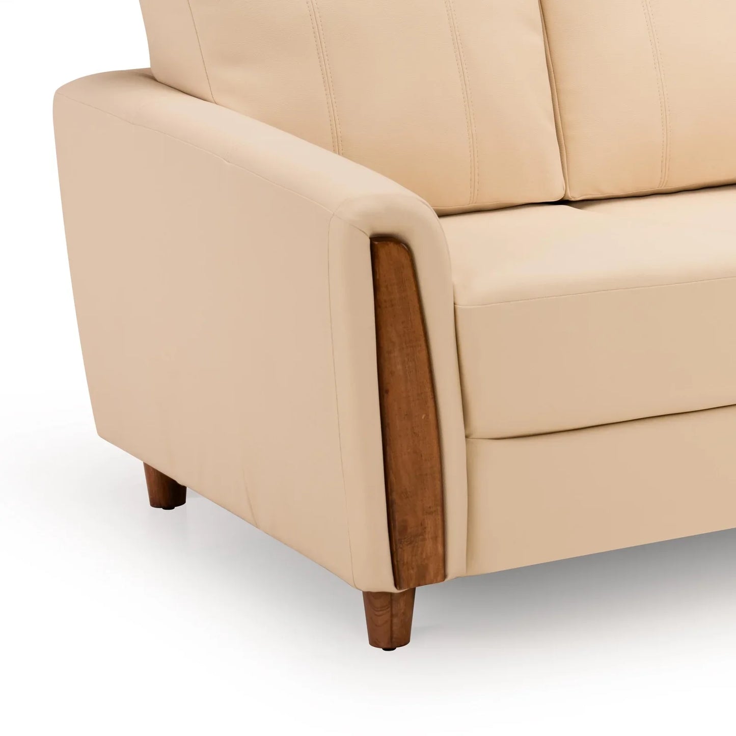 Leatherette 3 Seater Sofa in Cream White