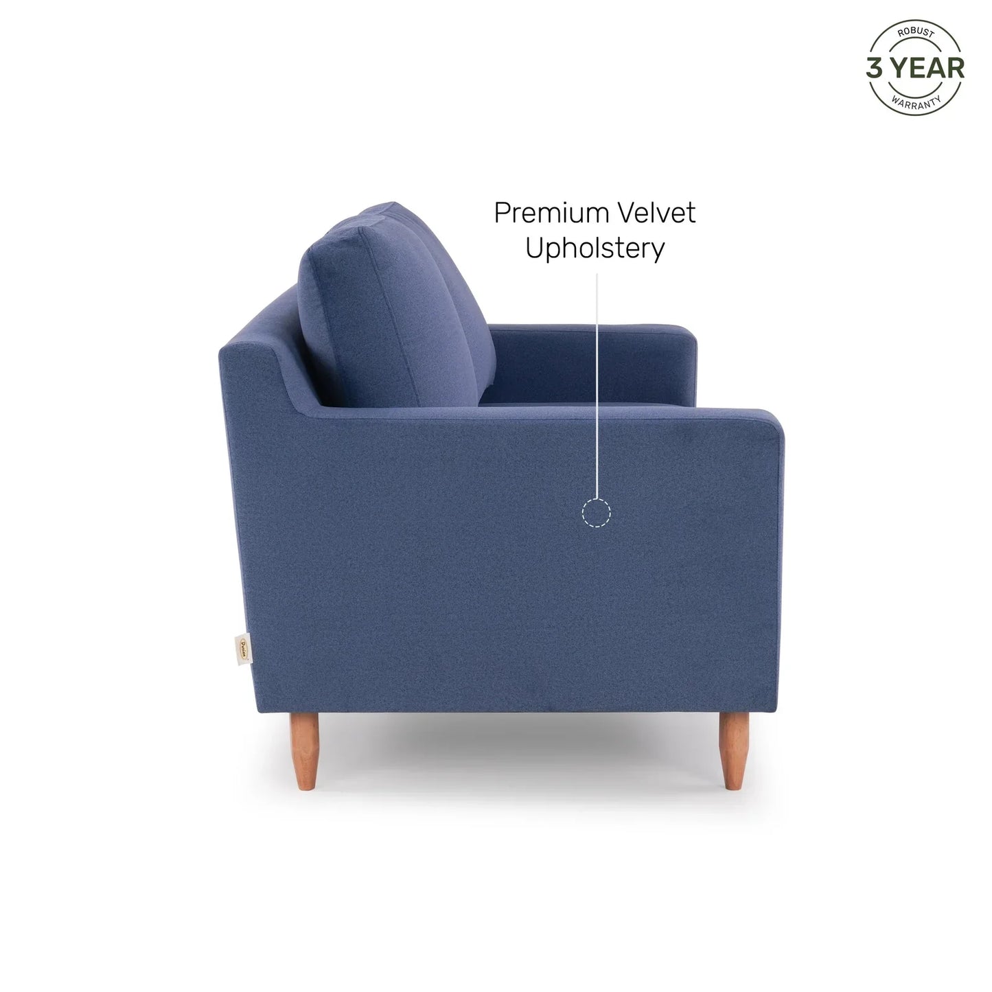 Velvet 3 Seater Sofa in Dark Blue