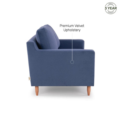 Velvet 3 Seater Sofa in Dark Blue