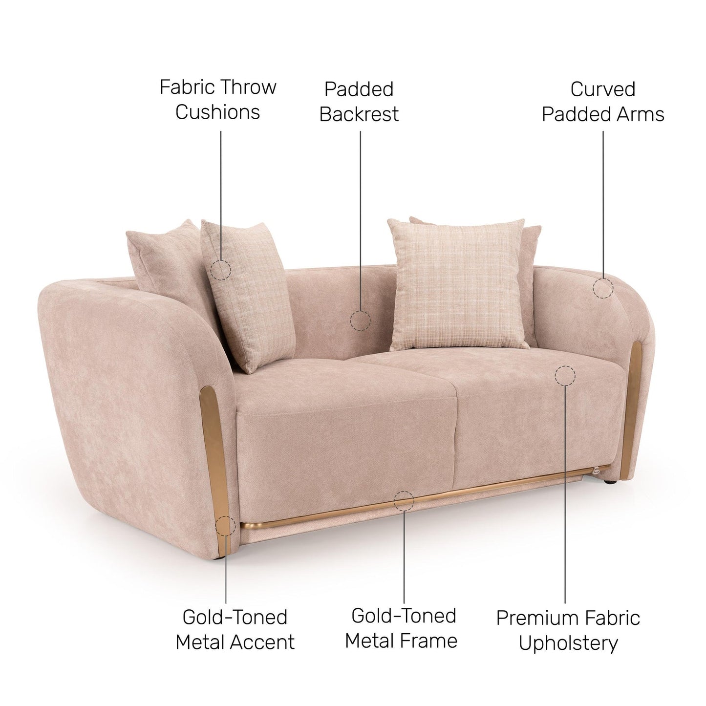 Textured Velvet 2 Seater Sofa in Ashen Beige