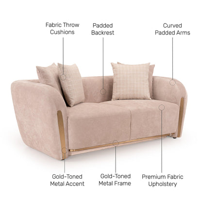 Textured Velvet 2 Seater Sofa in Ashen Beige