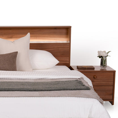 Queen Size Bed in Walnut Finish with LED Light