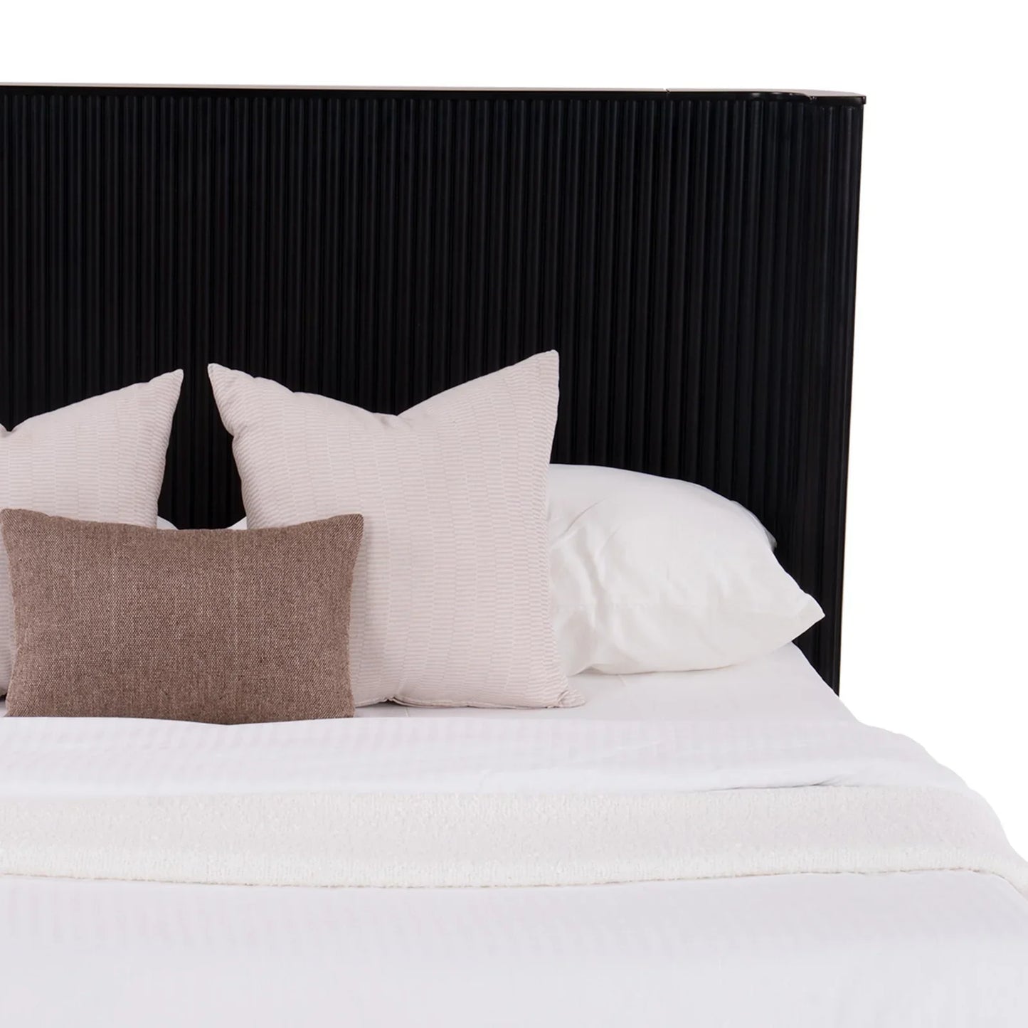 Fluted Wingback Queen Size Bed with Hydraulic Storage