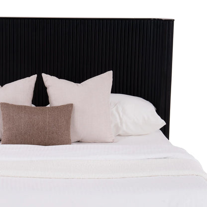 Fluted Wingback Queen Size Bed with Hydraulic Storage