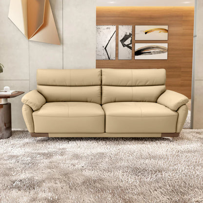 Leather 3 Seater Sofa in Beige