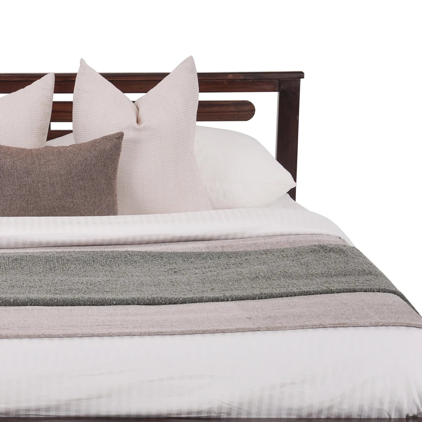 Solid Wood King Size Bed in Walnut Finish