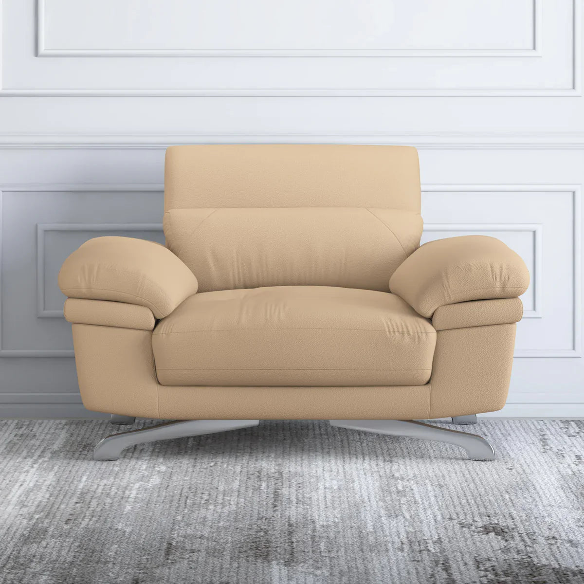 Leather 1 Seater Sofa with Adjustable Headrest