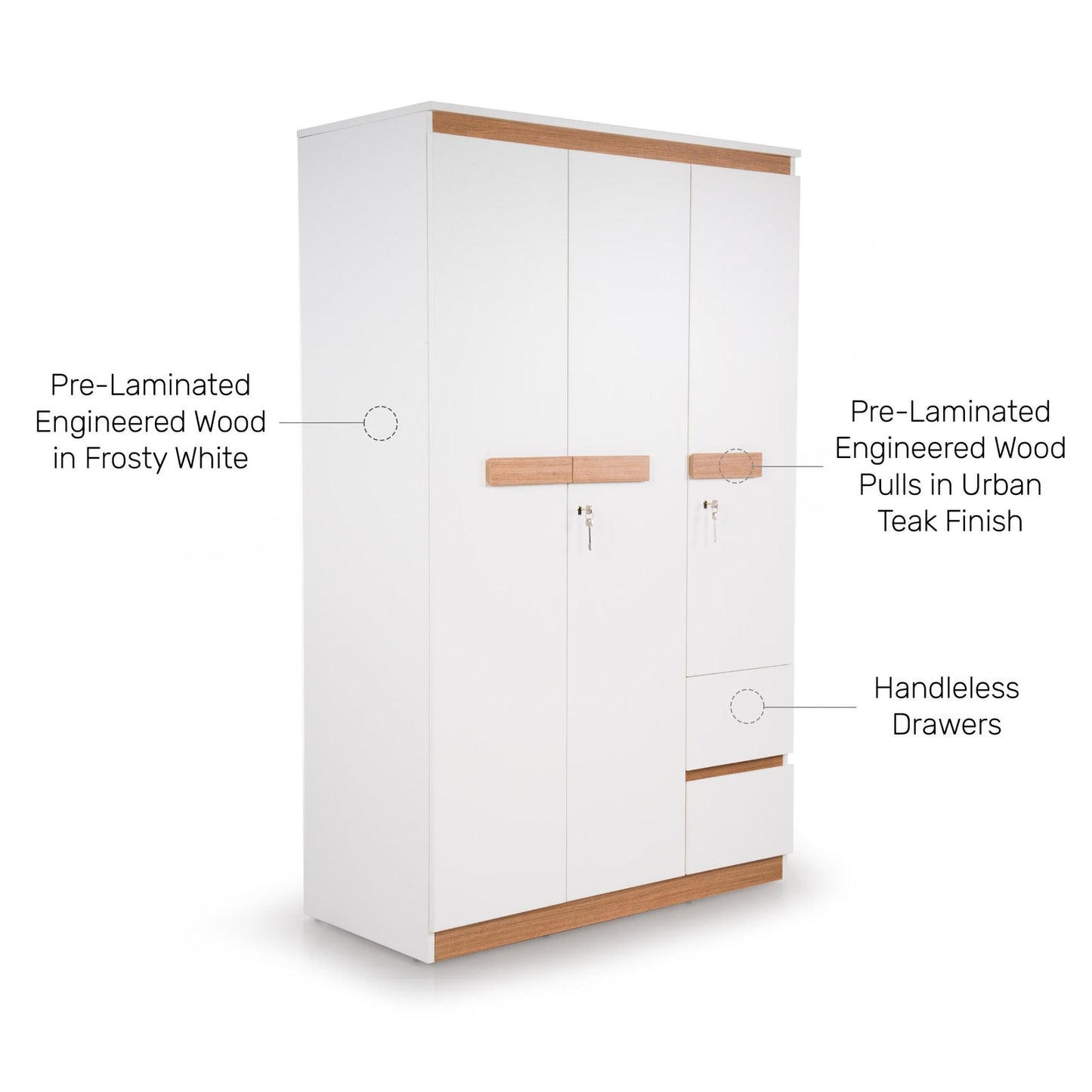 3 Door Wardrobe in Frosty White