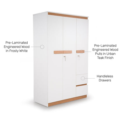 3 Door Wardrobe in Frosty White