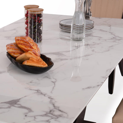 8 Seater Dining Set with Marble Finished Top