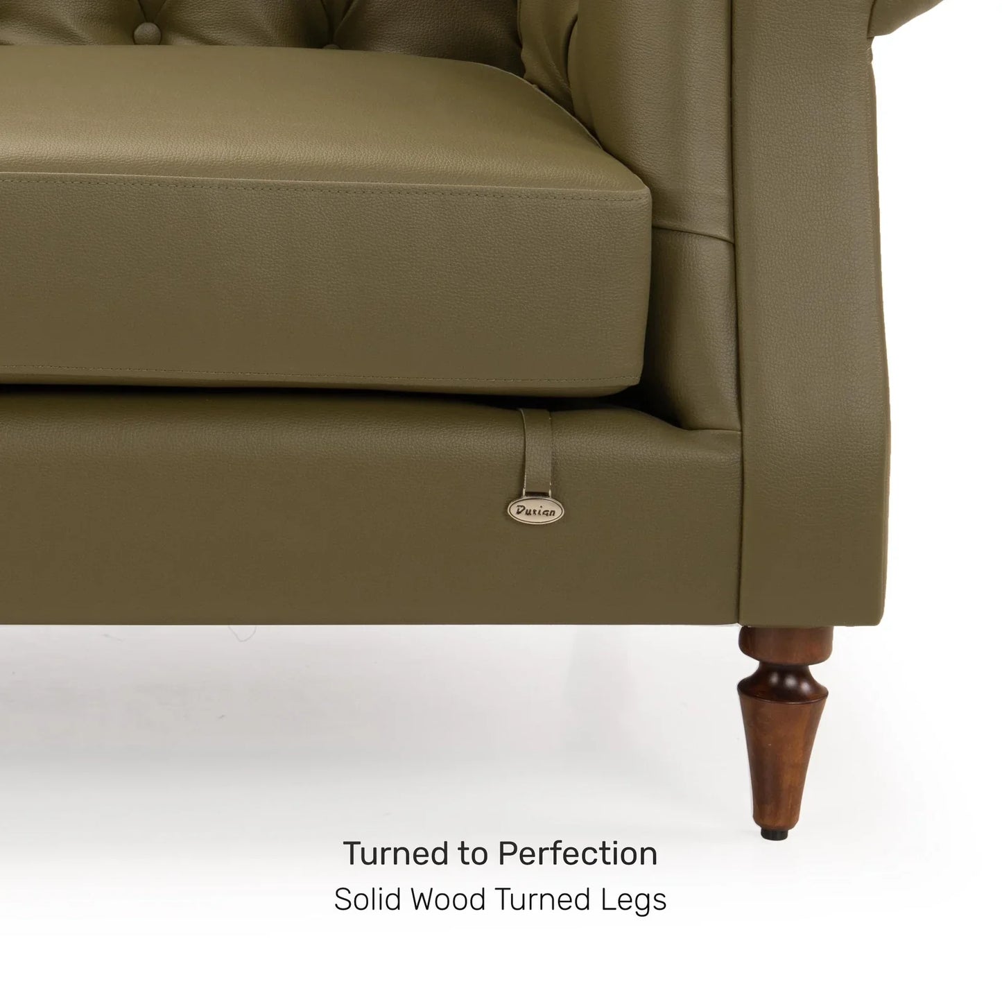 Leatherette 3 Seater Chesterfield Sofa in Olive Green