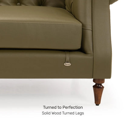 Leatherette 3 Seater Chesterfield Sofa in Olive Green