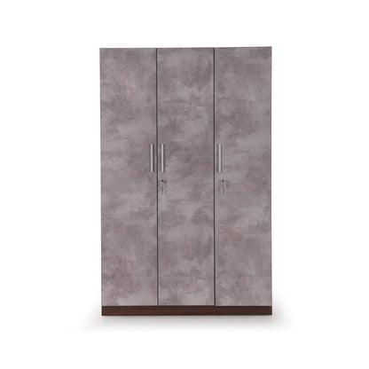 3 Door Wardrobe in Textured Greige Finish