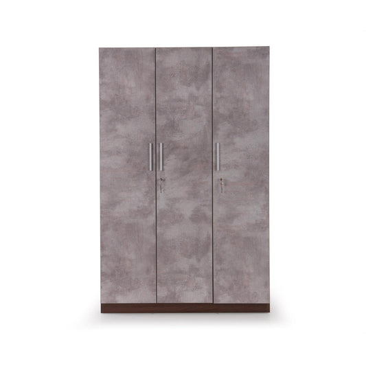 3 Door Wardrobe in Textured Greige Finish