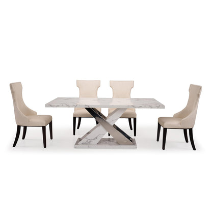 6 Seater Dining Set with Marble Finished Top