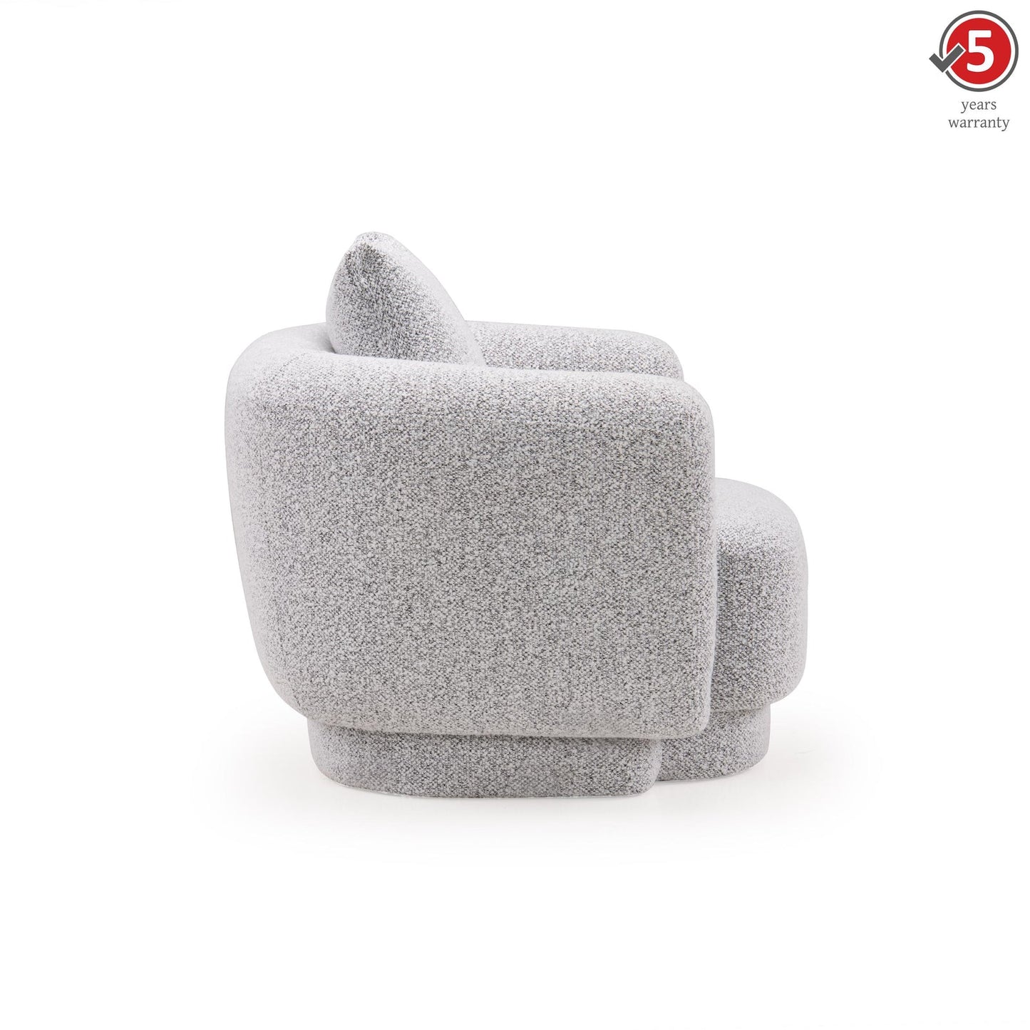 Boucle 1 Seater Curved Sofa in Moonlight Grey