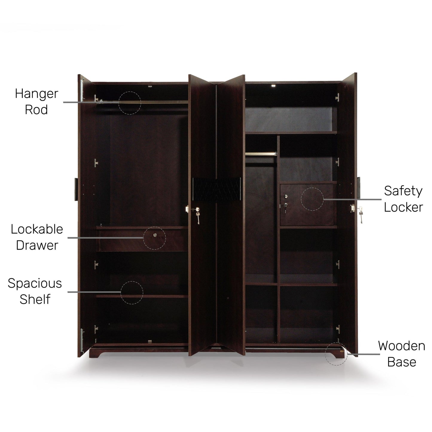 4 Door Wardrobe in Omaha Cherry Finish