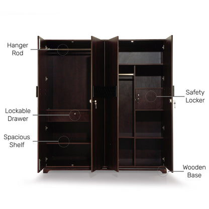 4 Door Wardrobe in Omaha Cherry Finish