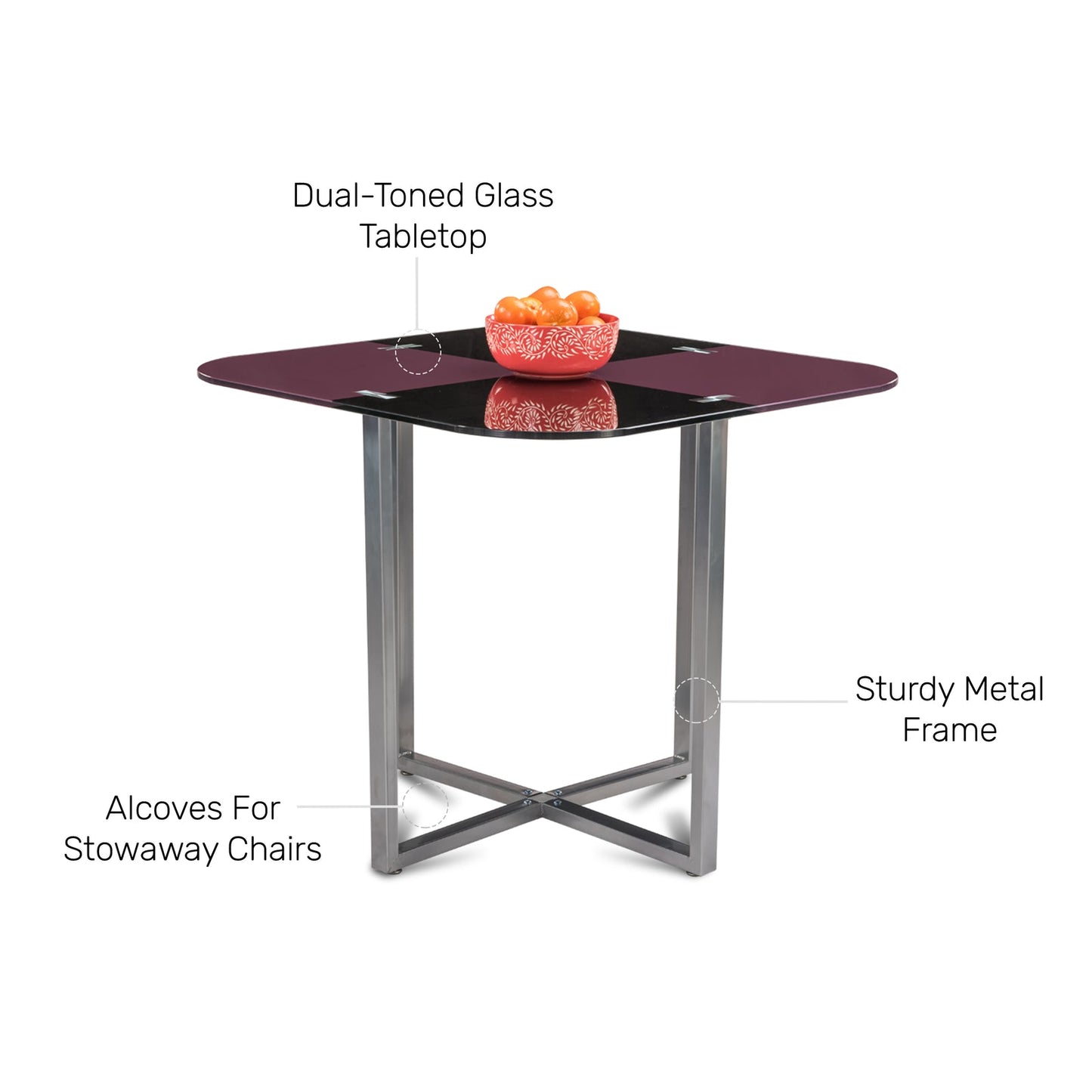Glass Stowaway 4 Seater Dining Set