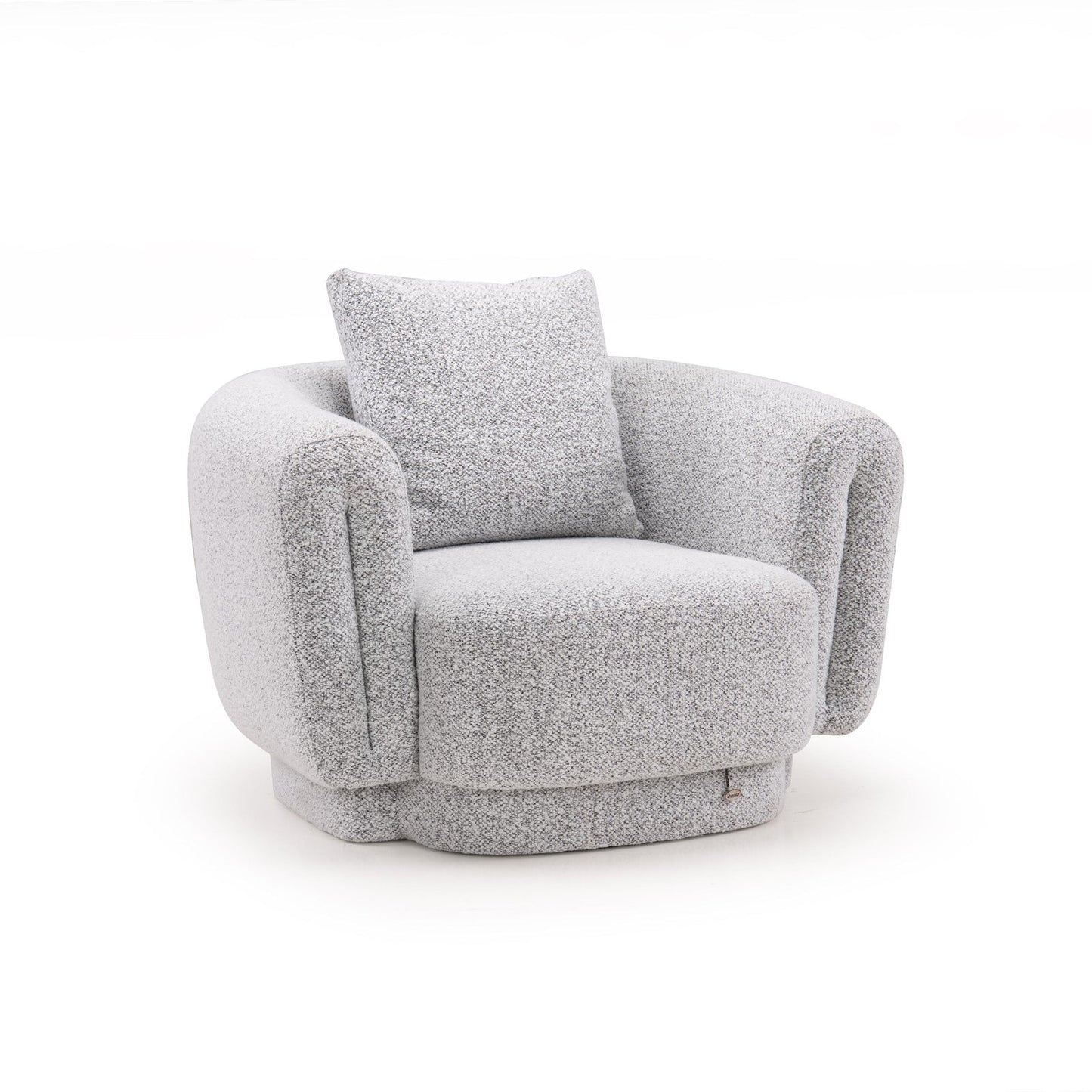 Boucle 1 Seater Curved Sofa in Moonlight Grey