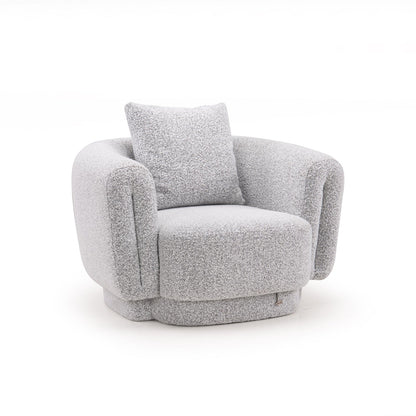 Boucle 1 Seater Curved Sofa in Moonlight Grey