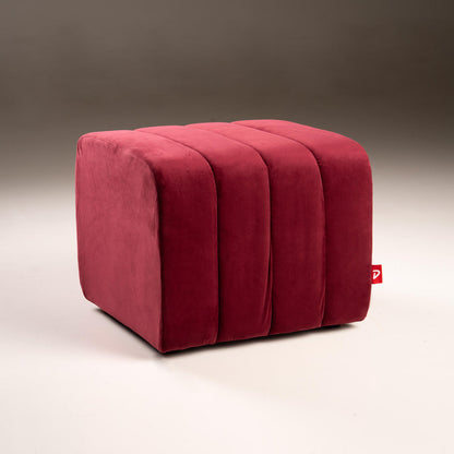 Velvet Pouffe in Ruby Red