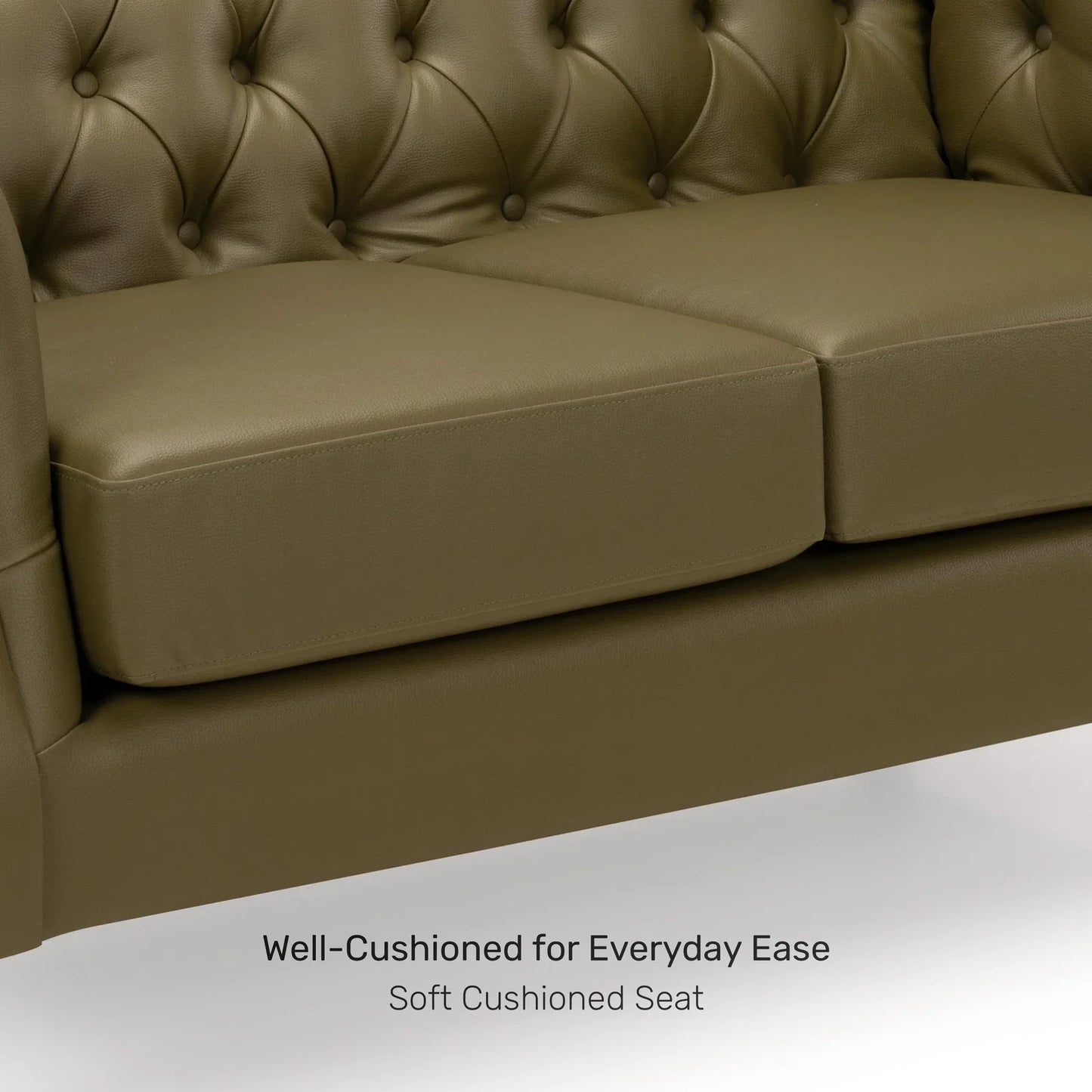 Leatherette 3 Seater Chesterfield Sofa in Olive Green